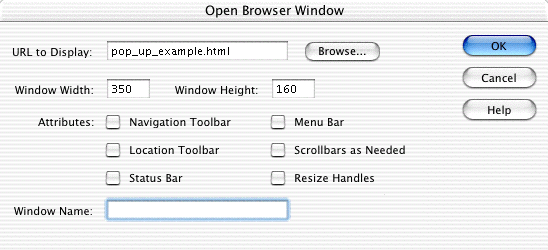 pop up window